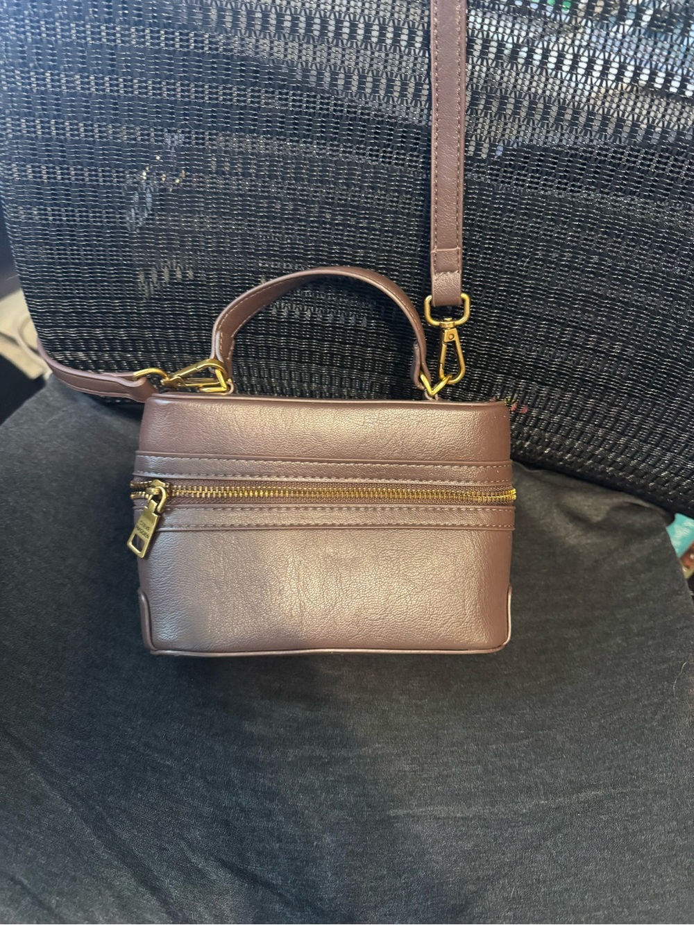 Steve Madden Classic Brown Leather Crossbody Bag with Top Handle